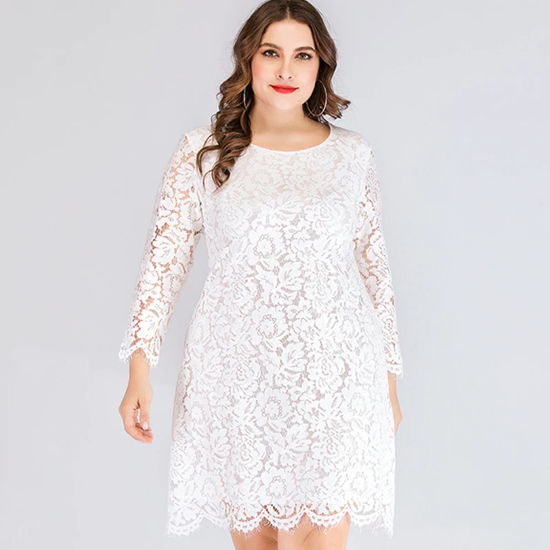 WHZHM белое платье большого размера 3XL 4XL с длинным рукавом женское Vestido Vadim Сетчатое