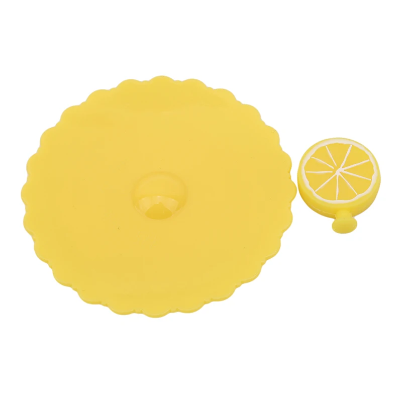 yellow Милый силиконовый чехол для чаши с защитой от пыли, фрукты, украшение для питьевой воды, крышка для чашки, уплотнения, стеклянные кружки, диаметр крышки, принадлежности для кухонного бара - Цвет: yellow