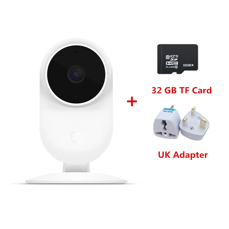 UK Adapter and 32GB Xiaomi Mijia смарт-камеры IP веб-камера 1080P 2,4G Wifi Беспроводная 130 широкоугольная 10 М камера ночного видения - Цвет: UK Adapter and 32GB