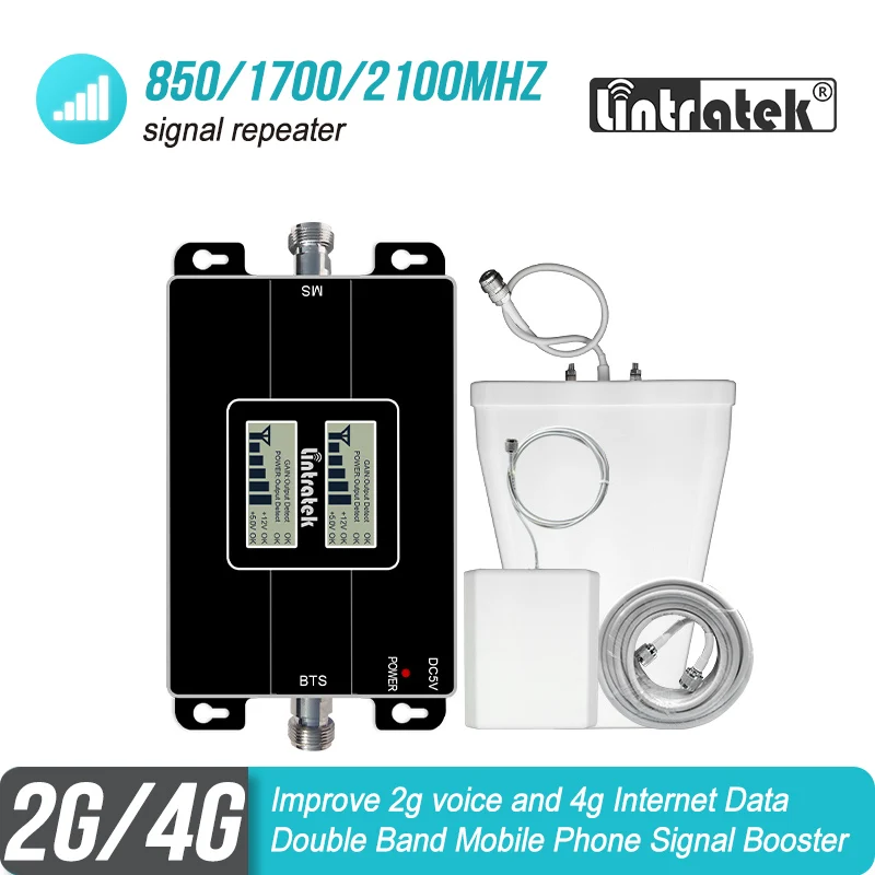 Lintratek Dual-band Cellular Signal Booster 2G CDMA 850 Mhz 4G AWS 1700 MHz Repeater Amplifier GSM LTE Antenna Kit Colombia | Мобильные