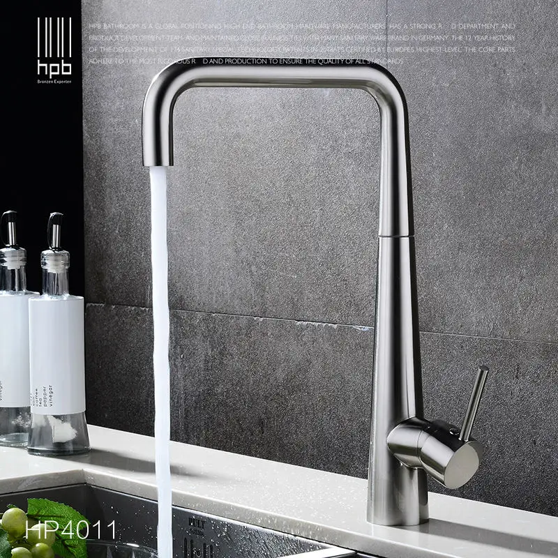 Латунный Матовый поворотный бортиковый кухонный смеситель для горячей и