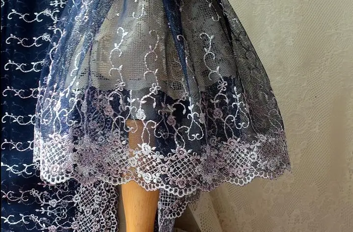 Лидер продаж 5 метров высокое качество темно синяя сетка с кружевной отделкой для