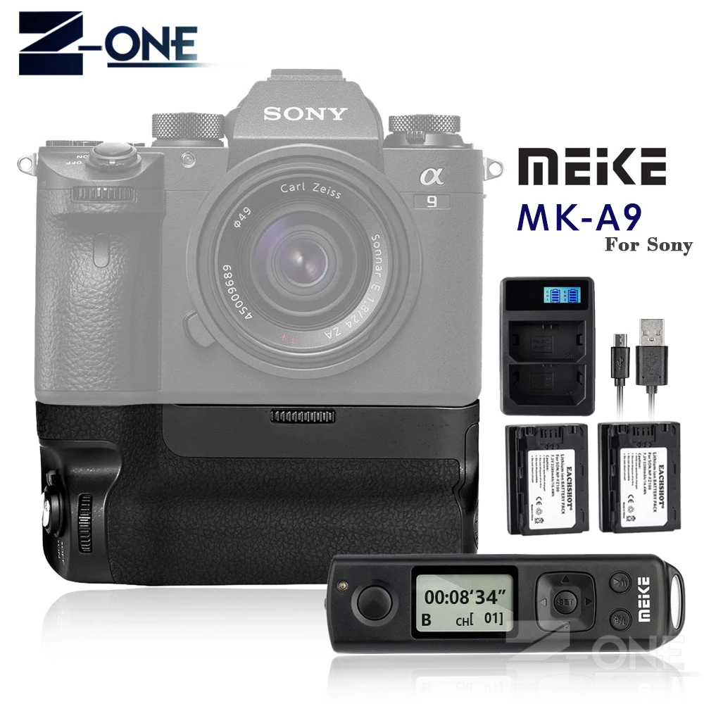 Набор аккумуляторов Meike MK-A9 PRO для Sony A9 A7R III A7 MK-A9PRO &amp LCD Dual Battery Charger NP-FZ100 Bettery |