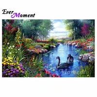 ever moment scenic diamond painting cross stitch hobbies and craft diy diamond mosaic picture of rhinestone lovers swan asf1039