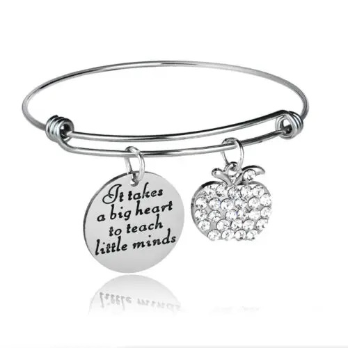 Rhinestone Apple It Персонализированные подарки для учителей спасибо детские подарки брелок цепочка для ключей в виде яблока брелок для ключей в форме сердца кулон - Цвет: Rhinestone Apple It