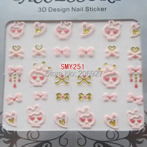 2 шт SMY251 стикер для дизайна ногтей милый розовый Золотой ногтей|nail art stickers|art