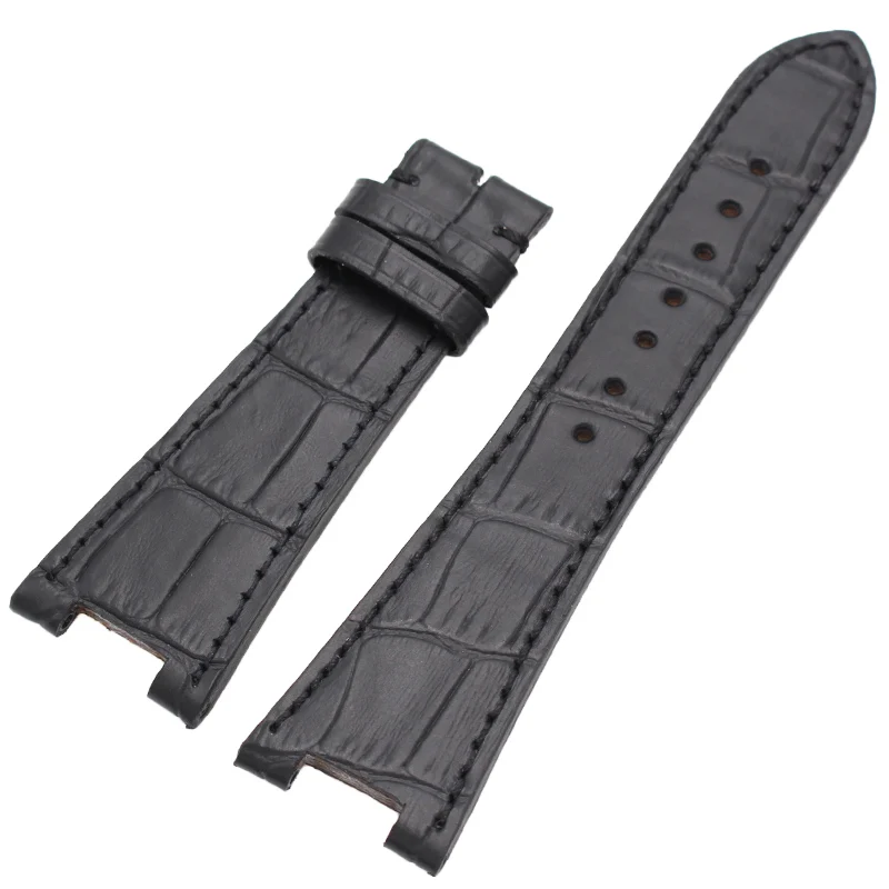 HENGRC Luxurious Genuine Leather Watchband Belt 25*18mm Brown Black Watch Strap For PP Without Buckle Accessories