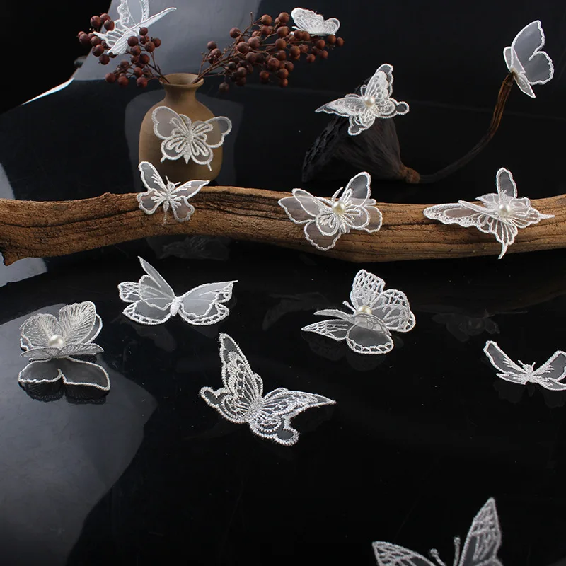 Новинка 2019 белая кружевная вышивка в виде бабочки материалы для рукоделия сделай