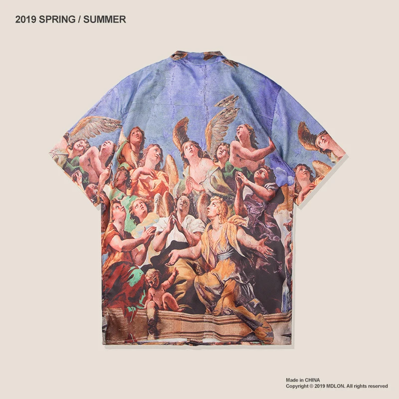 Angle Character забавная Мужская свободная футболка с принтом отложным воротником