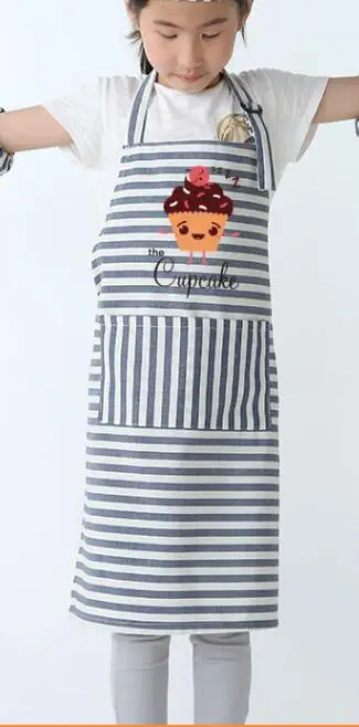 apron blue Детский фартук с рисунком торта; детская одежда принцессы с рисунком; тонкие детские комбинезоны для начальной школы - Цвет: apron blue