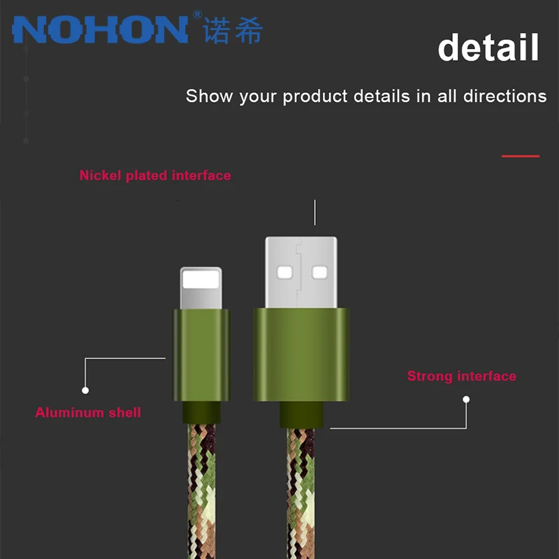 NOHON нейлоновые кабели для быстрой зарядки и передачи данных iPhone X 8 7 6 5 Plus 5C IOS 9 10