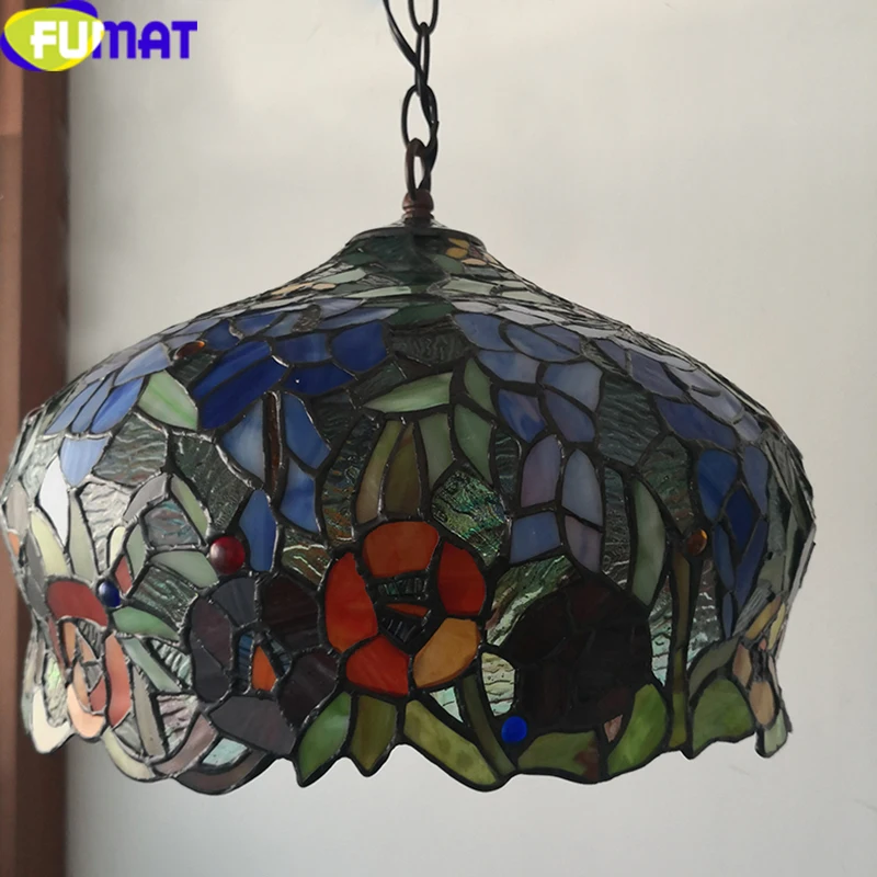 FUMAT витражная Подвесная лампа Tiffanylamp, цветная стеклянная художественная Подвесная лампа для гостиной, столовой, подвесной светильник, светильники