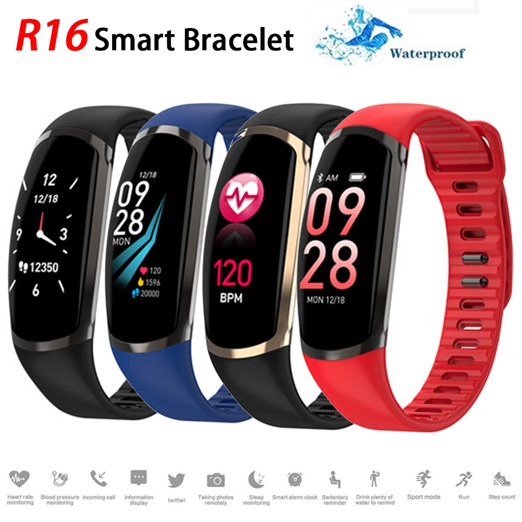 

New R16 Smart Bracelet Fitness Tracker Heart Rate Sleep Monitor Sport Smart watch Band Blood Pressure Wristband For Android Ios