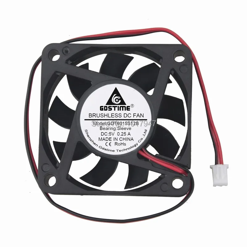 2Pieces LOT Gdstime DC 6cm 60mm x 15mm 5V 2Pin 6015 Brushless Cooler Cooling Fan 5pcs lot gdstime 6015 2pin 60mm 60 60x15mm 12v dc computer cpu cooling fan 6cm cooler
