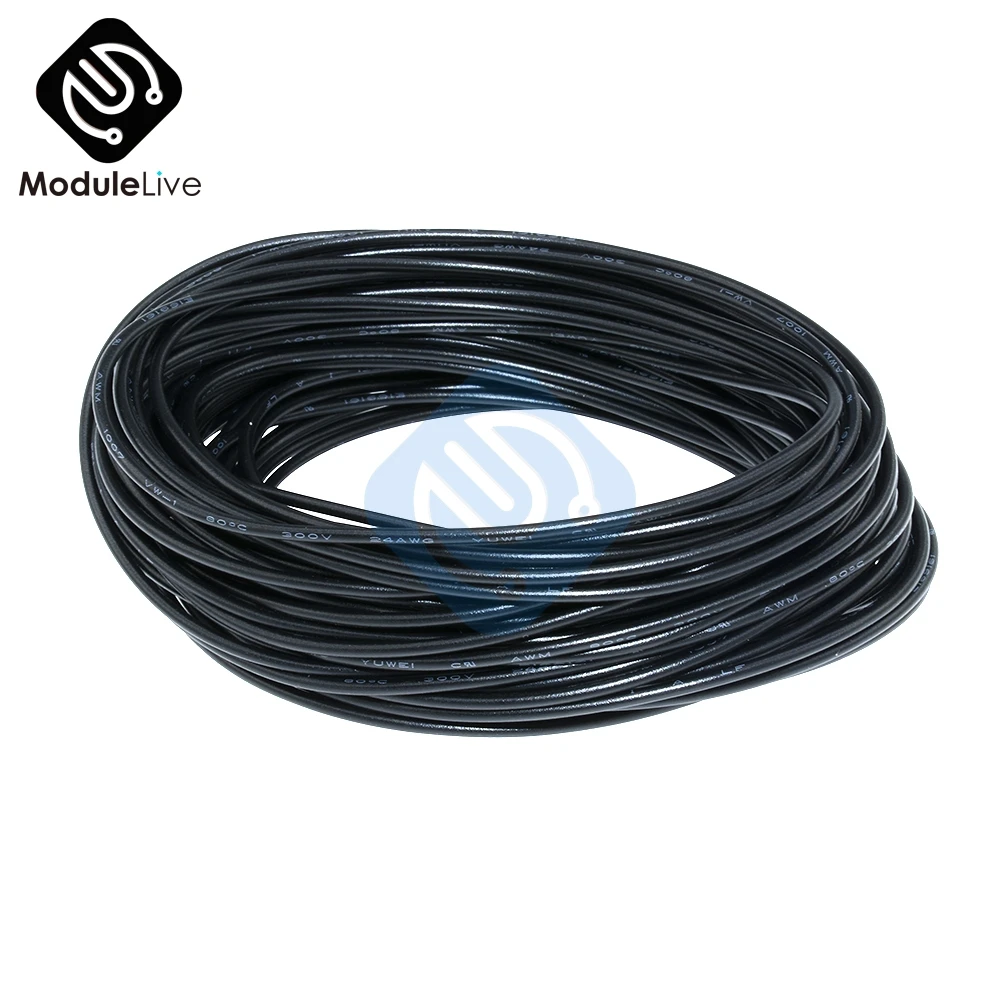 

Гибкий многожильный, 10 м, 300 В, UL-1007, 24, AWG проводной кабель, черный