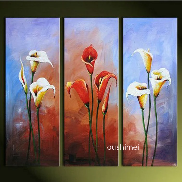 

Hand Painted Modern Lily Picture On Canvas Landscape Oil Painting Handmade Arework For Living Room Wall Decor Group Of Paintings