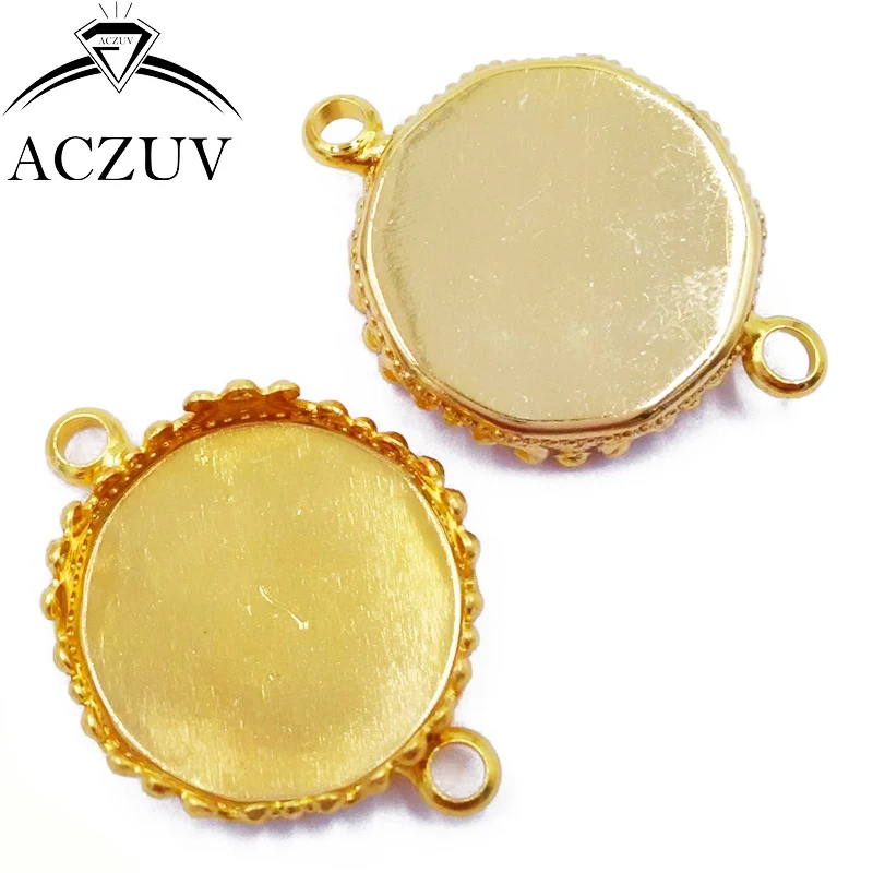 200pcs Gold Plated 15mm 20mm 25mm Necklace Bracelet Pendant Tray Bezel Blank Jewelry Link Connector Cabochon Setting DPL006