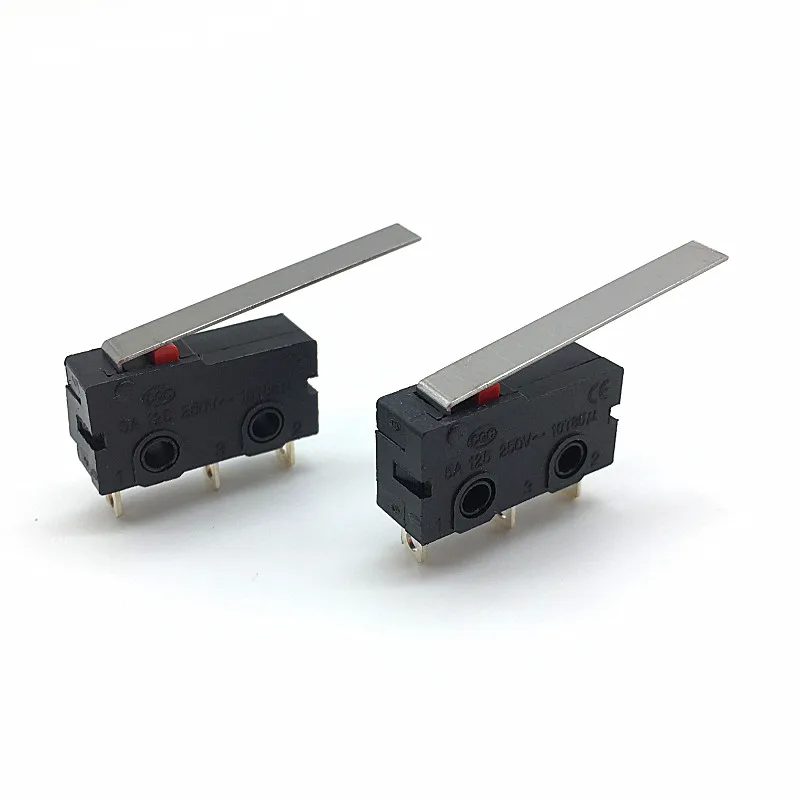 With Lever 28mm 5 шт. мини микро концевой выключатель без NC 3 контакта PCB терминалы SPDT 5A 125 в 250 В роликовый дуговой рычаг оснастки действия нажимной микропереключатель - Цвет: With Lever 28mm
