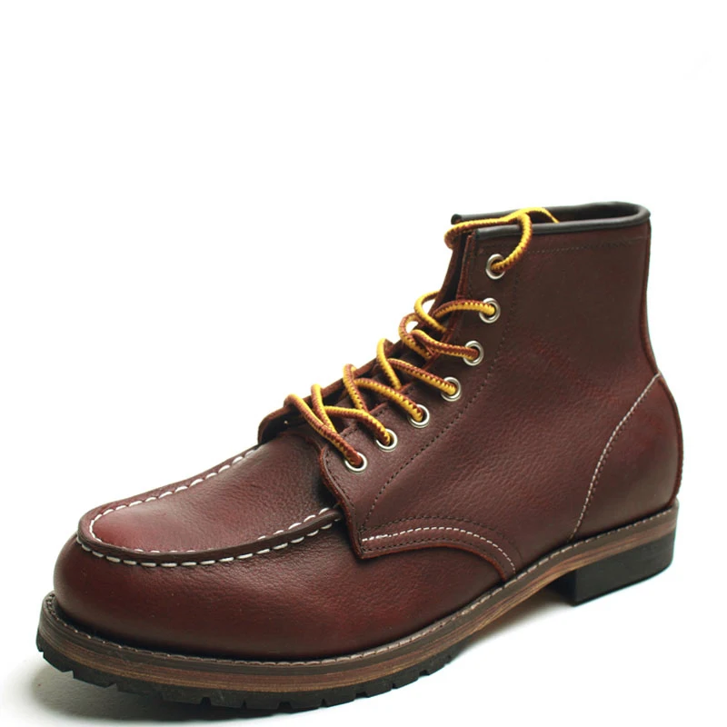 BF09 Red Brown US5-11 ботинки из натуральной кожи на шнуровке с круглым носком; рабочие ботинки; мужские зимние ботинки для верховой езды - Цвет: BF09 Red Brown