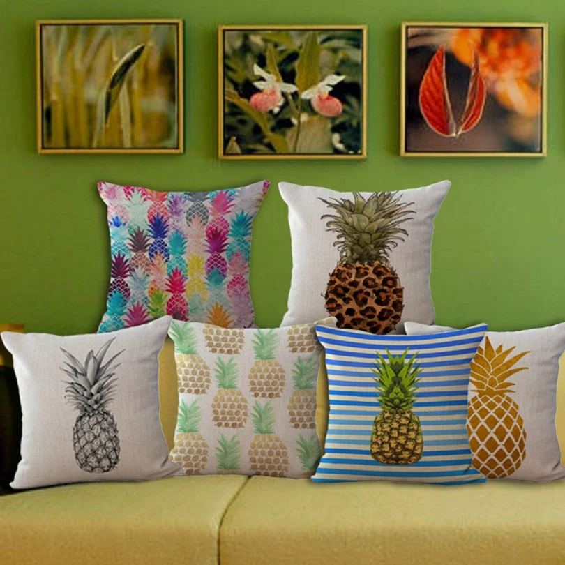 

1 piece famous designer Creative sketch Style Pineapple Pattern pillow Cover Decorative Home Chair Throw Pillows Case 45*45cm