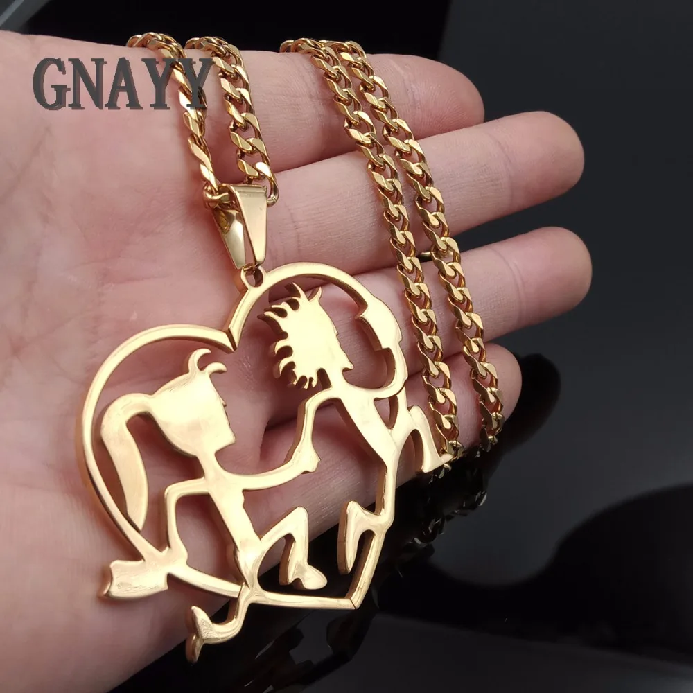 GNAYY JEWELRY ICP HATCHETMAN n HATCHETGIRL LOVE Gold tone pendant w/ gold 5MM 30'' CURB CHAIN NECKLACE LARGE | Украшения и