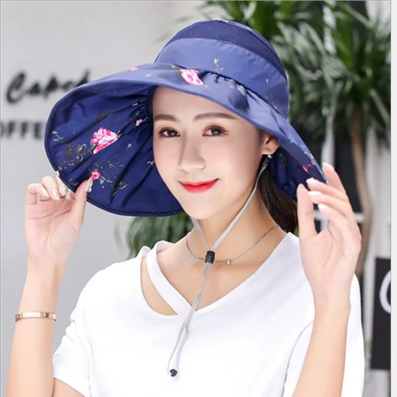 2018 Новая летняя шляпа с козырьком складная широкими полями пляжная для женщин