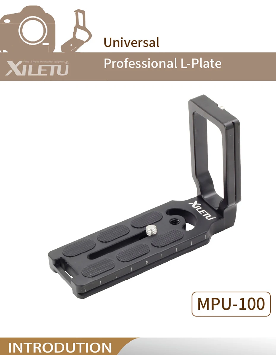 XILETU MPU-100L Универсальный L Тип быстросъемная пластина Монтажный кронштейн ручка для камер штатив шаровая Головка с Arca swiss