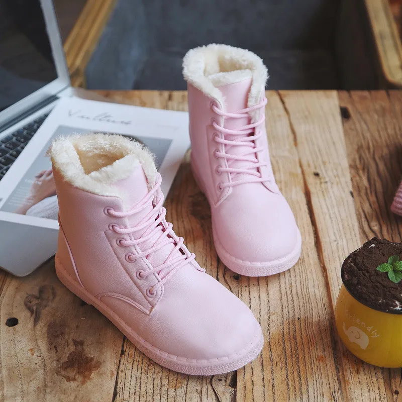 2017 New Anti-Slip Women Winter Martin Boots Faux Suede Waterproof Surface Lace-Up Plush Inner Keep Warm Lady Cool Shoes | Обувь