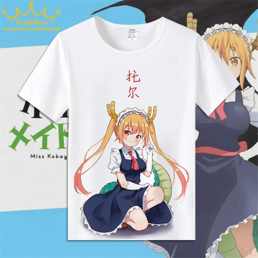 2018 Мужская и женская футболка Miss Kobayashi san Chi no Maid Dragon аниме принт Kanna Tohru косплей