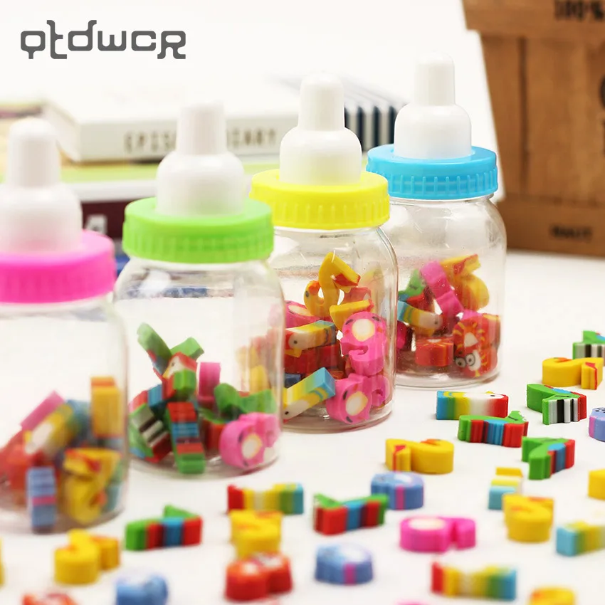 

20PCS/Lot Korean Stationery Novelty Cartoon Digital Animals Cute Erasers Pencil Kawaii Eraser School Supplies Pencil Eraser