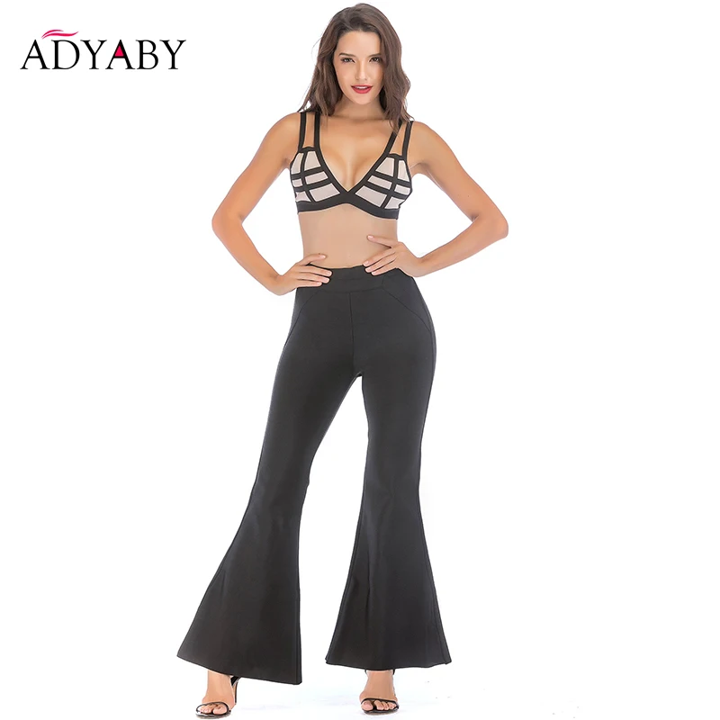 Комплект из двух предметов Для женщин топ и брюки Лето 2018 модные пикантные