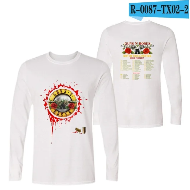 white Guns and Roses Мужская футболка весна осень футболка Мужская рок группа футболка хип хоп 4XL футболки топы брендовая одежда guns N Rose - Цвет: white