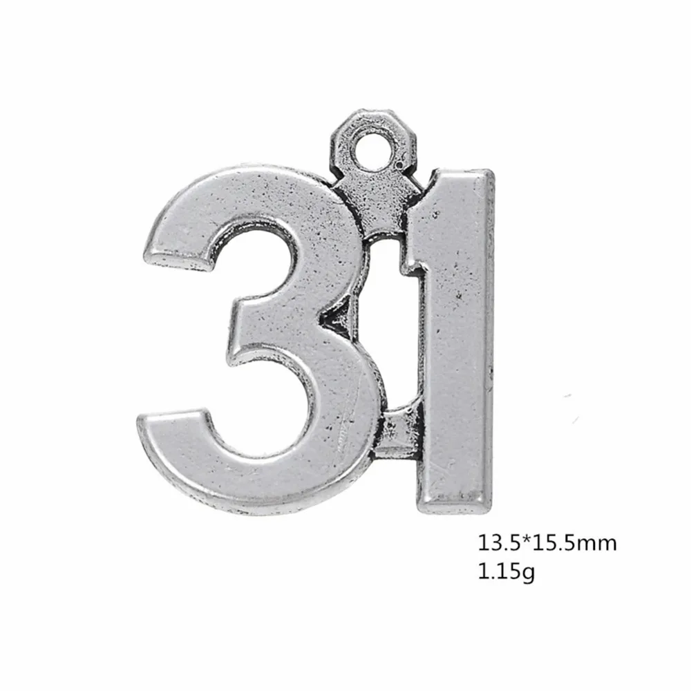LIKGREAT 30 39 серебряного цвета с металлическим шармом счастливым номером для