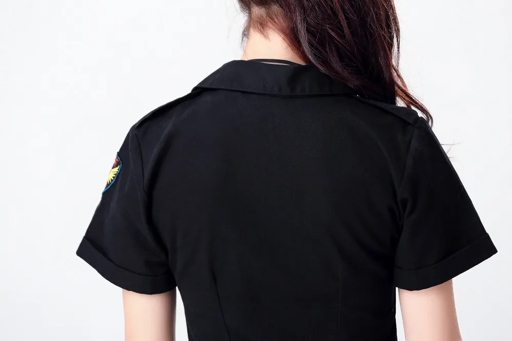 

Woman's Sexy Black Uniforms Adult Cops Officer Cosplay Costume Halloween Policewomen Fancy Dress
