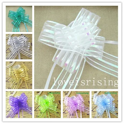 

13 цветов -- 50 шт./лот 5 см Большой размер белый цвет органза тянущиеся банты Свадебный декор автомобиля градиентные товары для вечеринок-бесп...