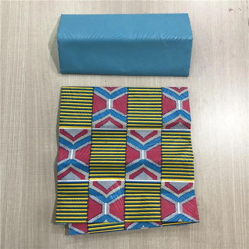Yellow african kente prints wax fabric polyester sewing fabric wax style design african prints polyester 4 yards AW30