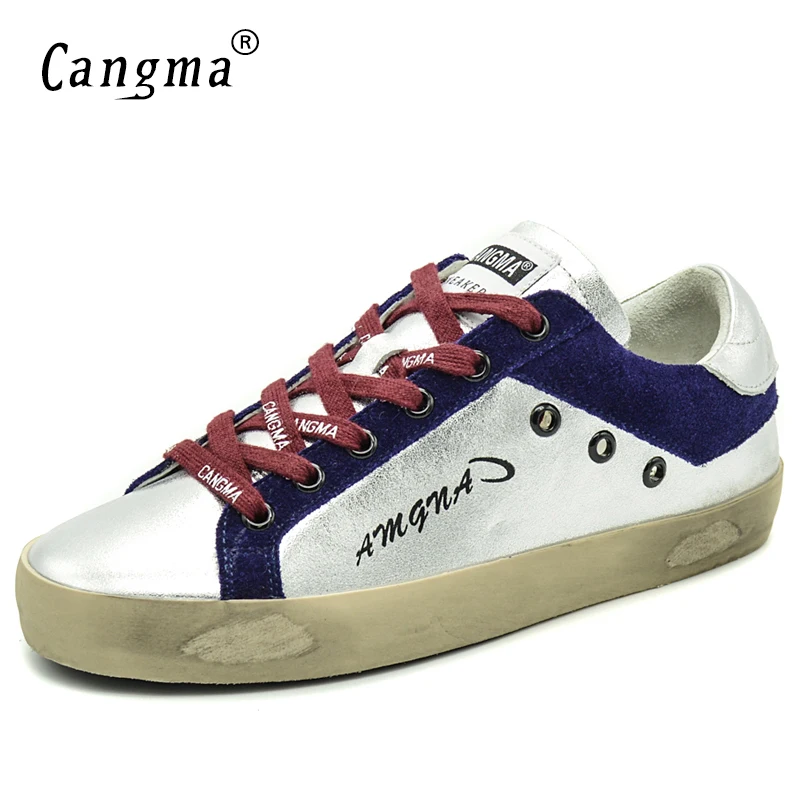

CANGMA Luxury Brand Original Sneakers For Girls Casual Shoes Autumn Silver Low Patent Leather Women Vintage Shoe Female