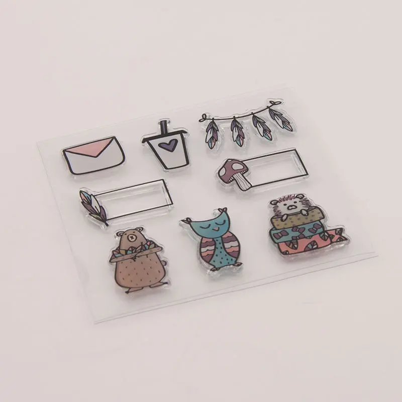 Мультфильм животных прозрачный значок DIY силиконовые печати