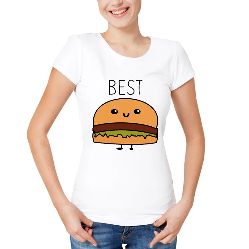 2019 Женская мода на каждый день с круглым вырезом BFF футболка коротким рукавом