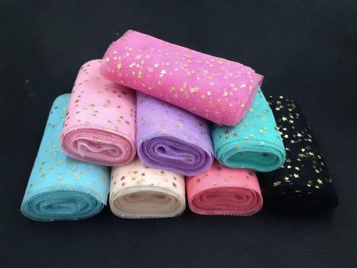 Золотые звезды тюль сетка ткань DIY свадебное платье сетка ткань дети украшения волос Ремесло Материал домашний ручной работы аксессуары