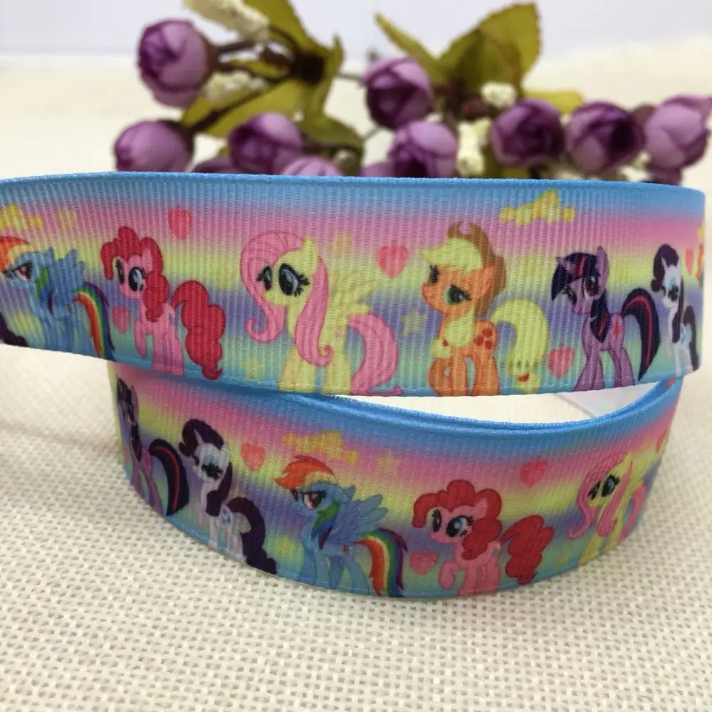 Новинка 1 ''(25 мм My Little Pony мультяшный персонаж напечатанный корсажная лента DIY аксессуары для волос ручной работы лента 5 ярдов 78914