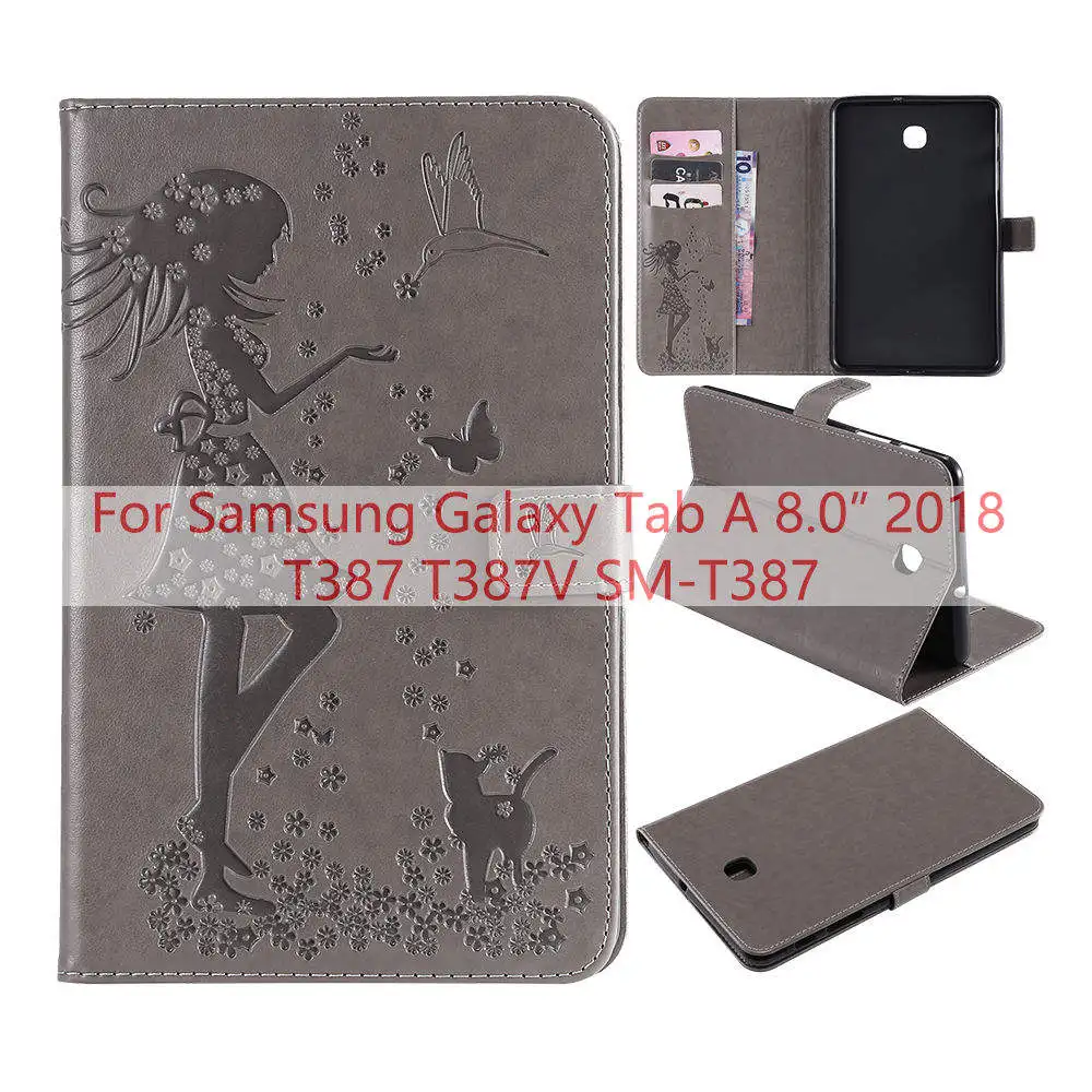 Gray Чехол из искусственной кожи для samsung Galaxy Tab A 8,0 T380 T385, мягкая задняя крышка для samsung Galaxy Tab A 8 T387, чехол для планшета - Цвет: Gray