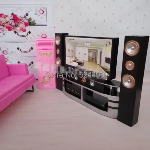 2 Pcs Doll TV Sound Set Dollhouse Furniture Accessories Outfit For Barbie Ken Kelly Girls Birthday Gift Baby toy | Игрушки и хобби