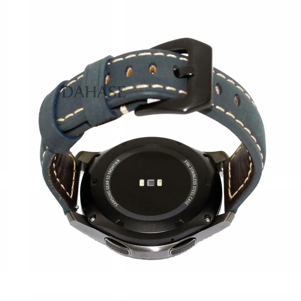 22 мм ремешок для часов из натуральной кожи для samsung gear S3 Frontier классический ремешок для samsung Galaxy Watch 46 мм с разъемом