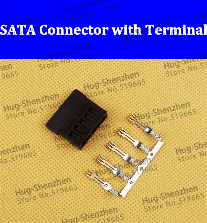 

500pcs Pin type 3811- SATA power connectors wiring half golld plated terminals crimp pins a set of:shell + terminal