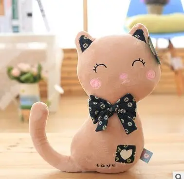 

about 30cm cartoon love brown cat plush toy bowtie cat doll Christmas gift b0853