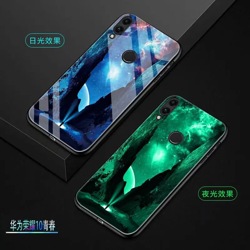 style 04 Для huawei p Smart чехол Роскошный светящийся Узор Жесткий закаленное стекло защитный чехол на заднюю панель для huawei p smart - Цвет: style 04