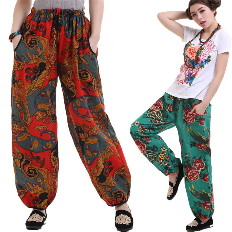 Распродажа женские штаны новые повседневные шаровары с высокой талией льняные