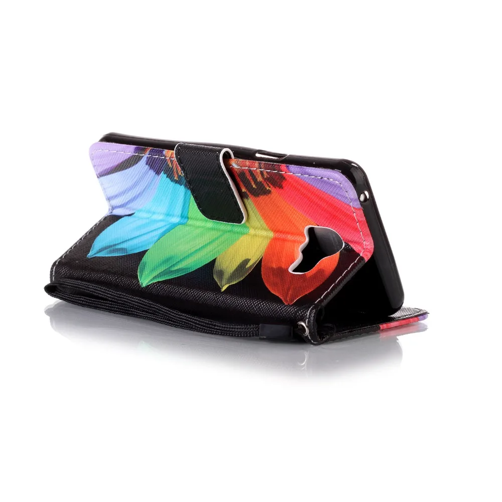 Colorful Flower Petals Leather Flip Stand Wallet Holder + Hand Strap Skin Cover Case For Samsung Galaxy A3 2016 A310 Funda Capa |