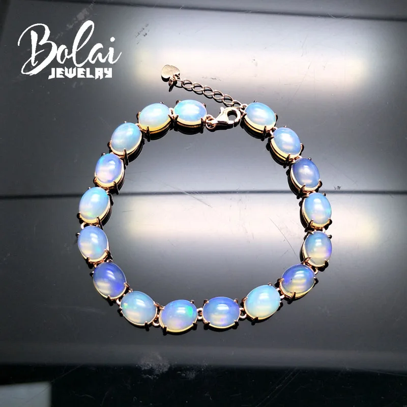Bolaijewelry природный аметист гранат опал лабрадорит драгоценный камень браслет 925